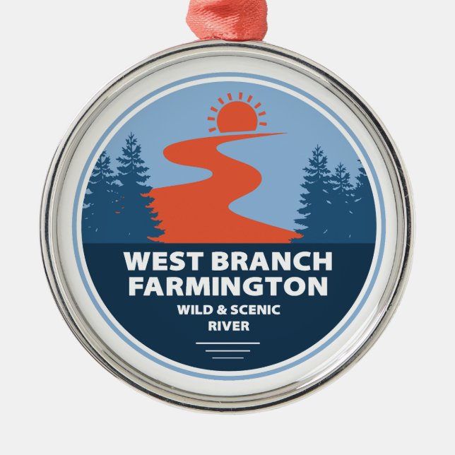 West Branch Farmington Wild And Scenic River Metal Tree Decoration (Front)