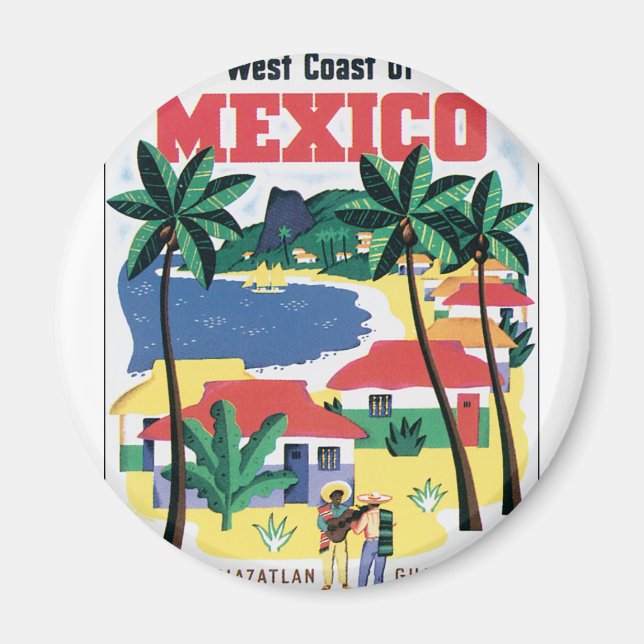 West Coast of Mexico Colourful graphic Magnet (Front)