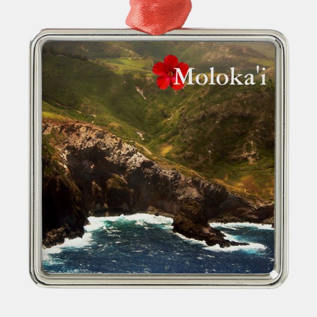 West Coast of Moloka'i Metal Tree Decoration (Front)