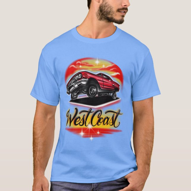 West Coast red car low life funny funny retro T-Shirt (Front)