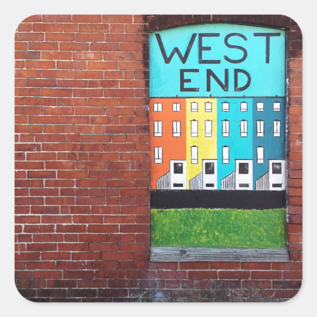 west end city wall art square sticker (Front)