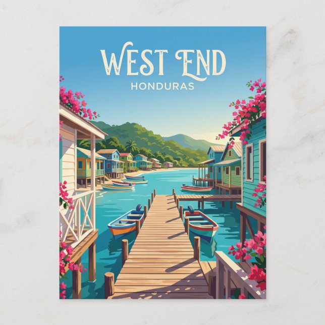 West End Village Honduras Postcard (Front)