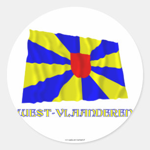 West Flanders Waving Flag with Name Classic Round Sticker