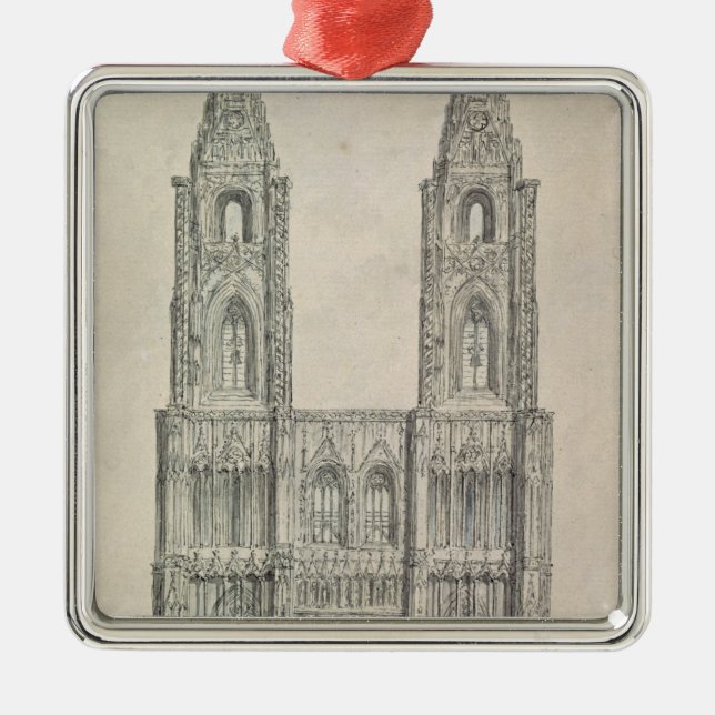 West Front of Strasbourg Cathedral Metal Tree Decoration (Front)