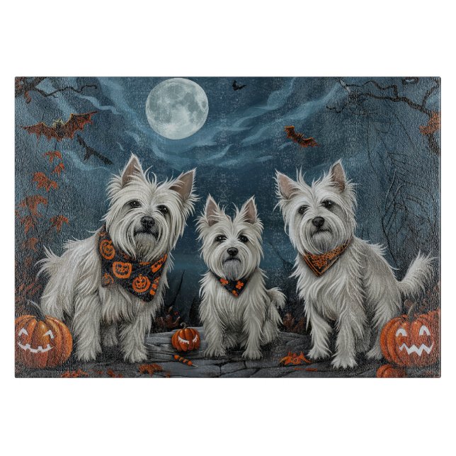 West Highland Halloween Spooky Cutting Board (Front)