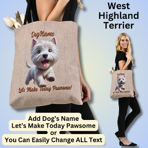 West Highland Terrier, Add Dog's Name, Change Text Tote Bag
