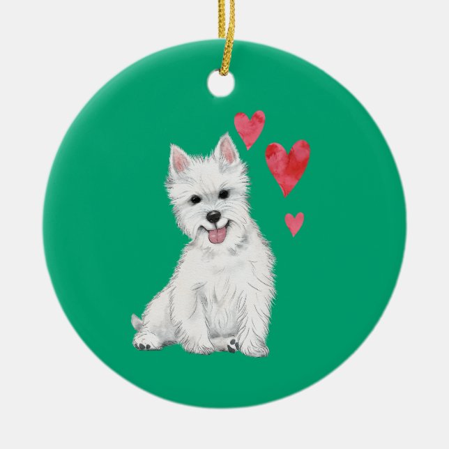 West Highland Terrier Customizable Westie Ceramic Tree Decoration (Front)