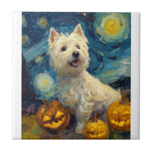 West Highland Terrier Cute Dog Halloween Jack O La Tile