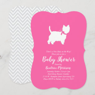 West Highland Terrier Dog Baby Shower Pink Girl Invitation