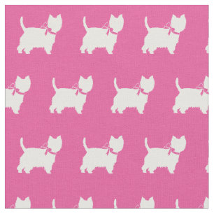 West Highland Terrier Dog Silhouette Pet Pink Fabric