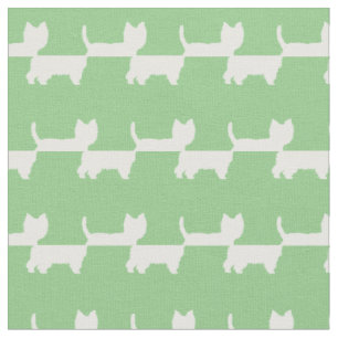 West Highland Terrier Dog Silhouette Sage Green Fabric