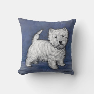 West Highland Terrier Drawing by Glenda S. Harlan Cushion