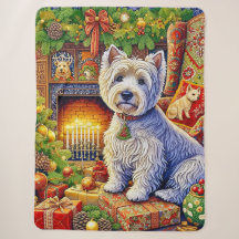 West Highland Terrier Holiday Sherpa Blanket