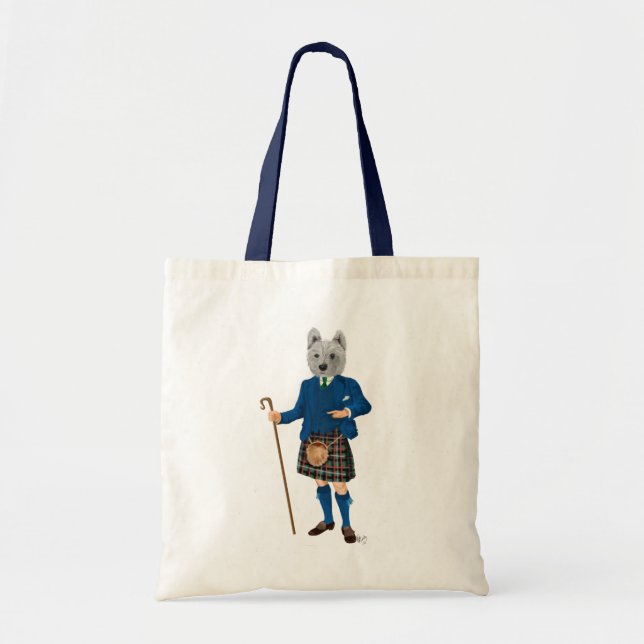 West Highland Terrier in Kilt 2 Tote Bag (Front)