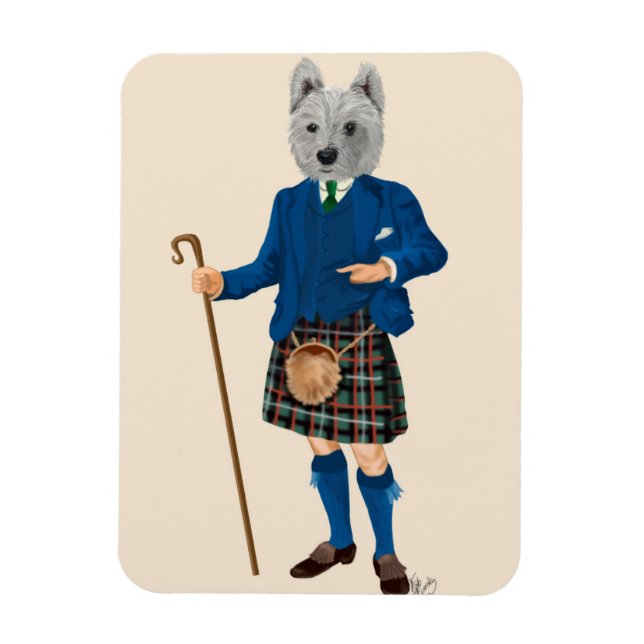 West Highland Terrier in Kilt Magnet (Vertical)