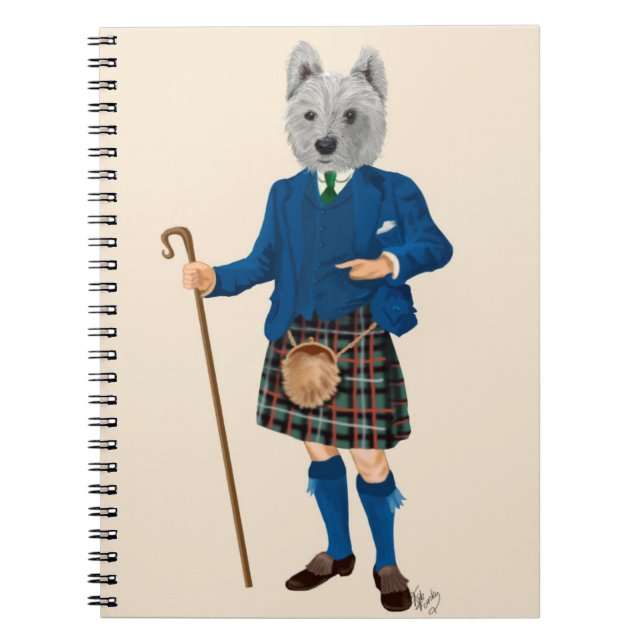 West Highland Terrier in Kilt Spiral Notebook (Front)