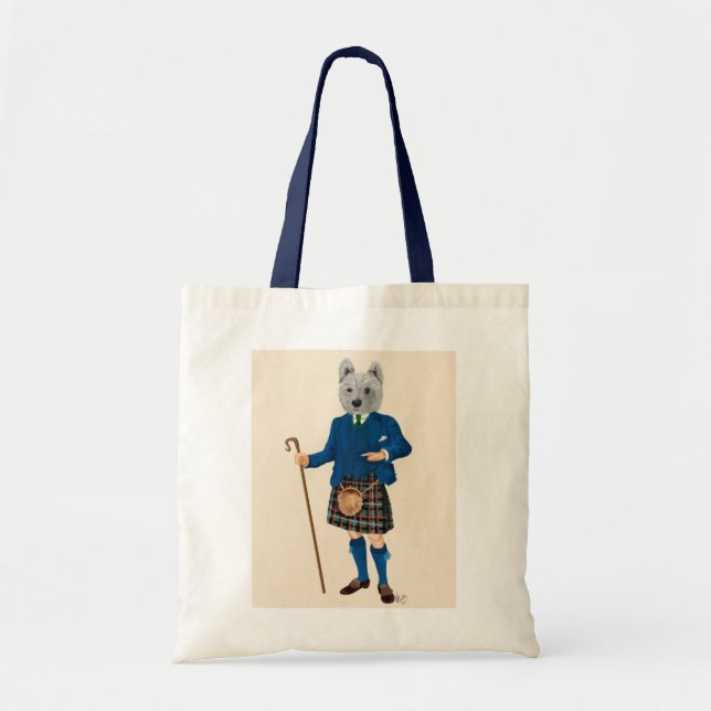 West Highland Terrier in Kilt Tote Bag (Front)