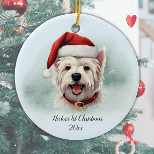 West Highland Terrier Personalised First Christmas Ceramic Tree Decoration