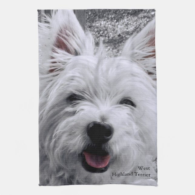 West Highland Terrier Tea Towel (Vertical)
