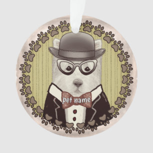 West Highland Terrier wearing glasses  Ornament