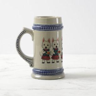 West Highland Terriers Burns Night With Dram  Beer Stein
