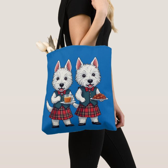 West Highland Terriers Burns Night With Dram  Tote Bag (Close Up)