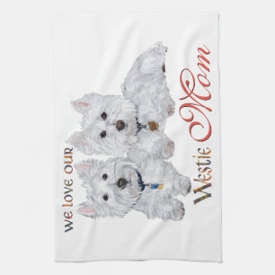 West Highland Terriers Mother's Day Tea Towel