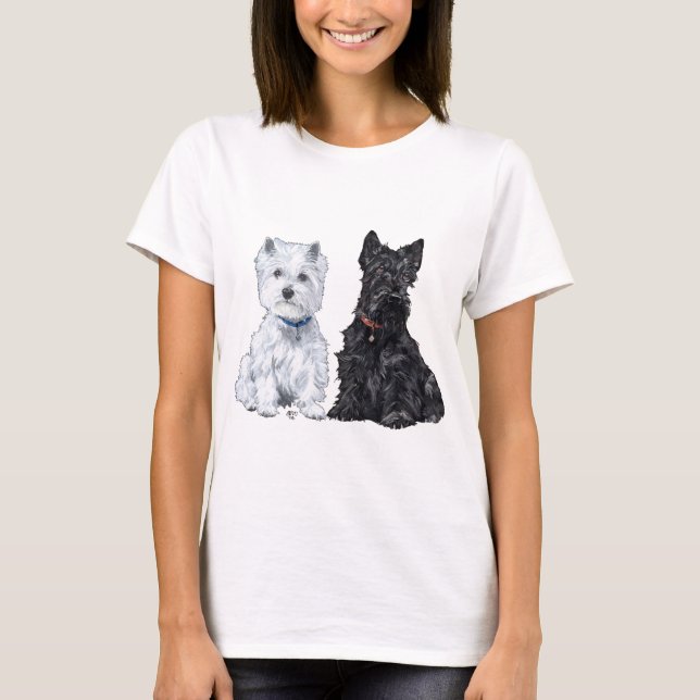 West Highland White & Scottish Terriers T-Shirt (Front)