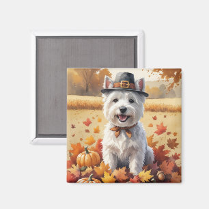 West Highland White Terrier Autumn Leaves Magnet
