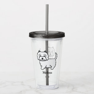 West Highland White Terrier Cartoon Dog & Name Acrylic Tumbler
