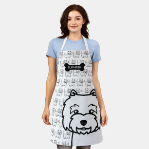 West Highland White Terrier Cartoon Dog & Name Apron