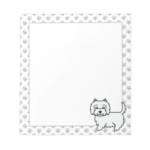 West Highland White Terrier Cartoon Dog & Paws Notepad