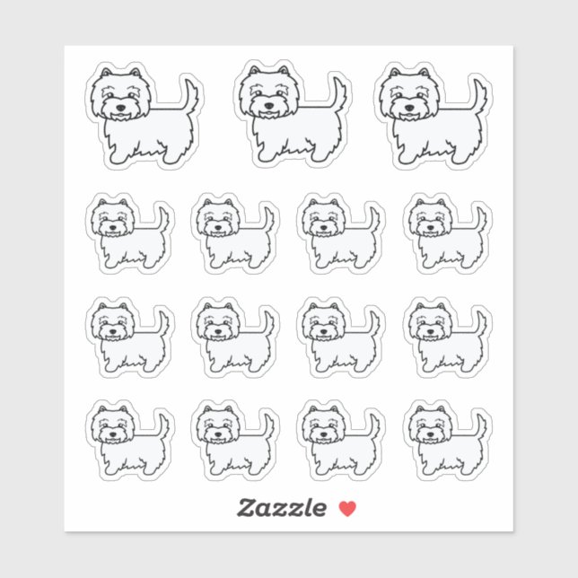West Highland White Terrier Cartoon Dogs (Sheet)