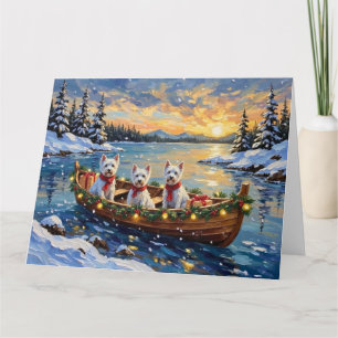 West Highland White Terrier Christmas Boat Holiday Card