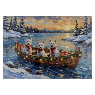 West Highland White Terrier Christmas Boat Holiday Cutting Board