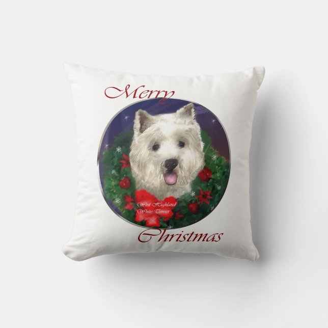 West Highland White Terrier Christmas Cushion (Front)