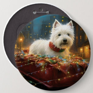 West Highland White Terrier Christmas Festive 6 Cm Round Badge