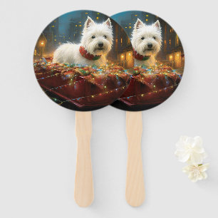 West Highland White Terrier Christmas Festive Hand Fan