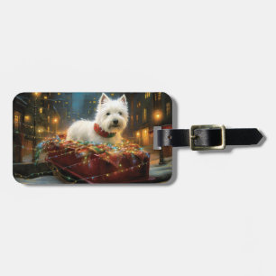 West Highland White Terrier Christmas Festive Luggage Tag