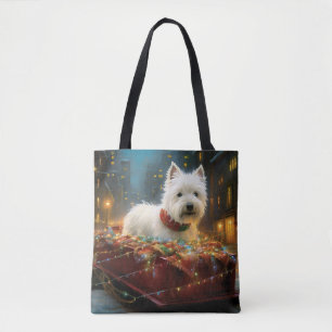 West Highland White Terrier Christmas Festive  Tote Bag