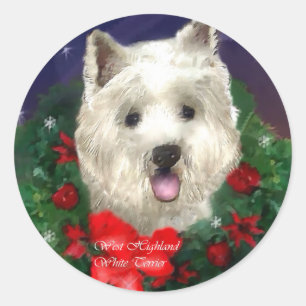 West Highland White Terrier Christmas Gifts Classic Round Sticker