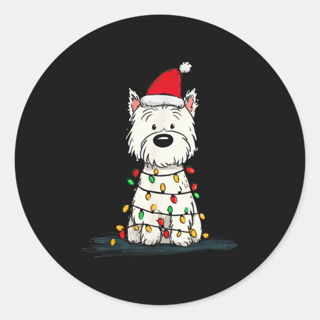 West Highland White Terrier Christmas Graphics Dog Classic Round Sticker (Front)