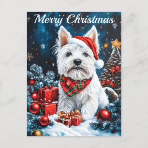 West Highland White Terrier Christmas Holiday Postcard