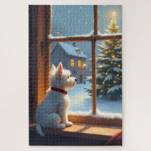 West Highland White Terrier Christmas Morning View Jigsaw Puzzle