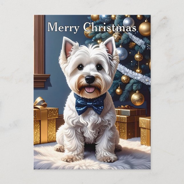 West Highland White Terrier Christmas Postcard (Front)