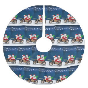 West Highland White Terrier Christmas Santa Claus  Brushed Polyester Tree Skirt