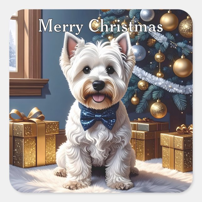 West Highland White Terrier Christmas Square Sticker (Front)
