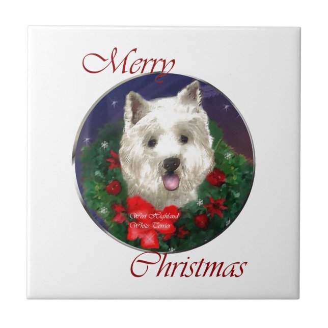 West Highland White Terrier Christmas Tile (Front)