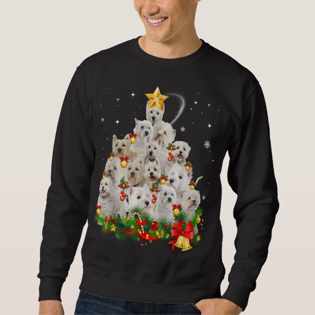 West Highland White Terrier Christmas Tree Lights  Sweatshirt (Front)