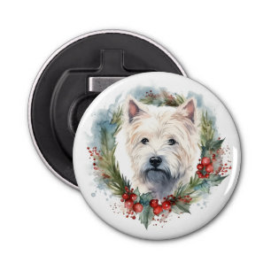 West Highland White Terrier Christmas Wreath  Bottle Opener
